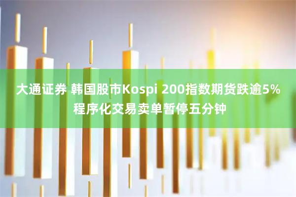 大通证券 韩国股市Kospi 200指数期货跌逾5% 程序化交易卖单暂停五分钟